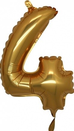 Drt rakam altn gold folyo thal kaliteli 14 inc 38 cm folyo balon